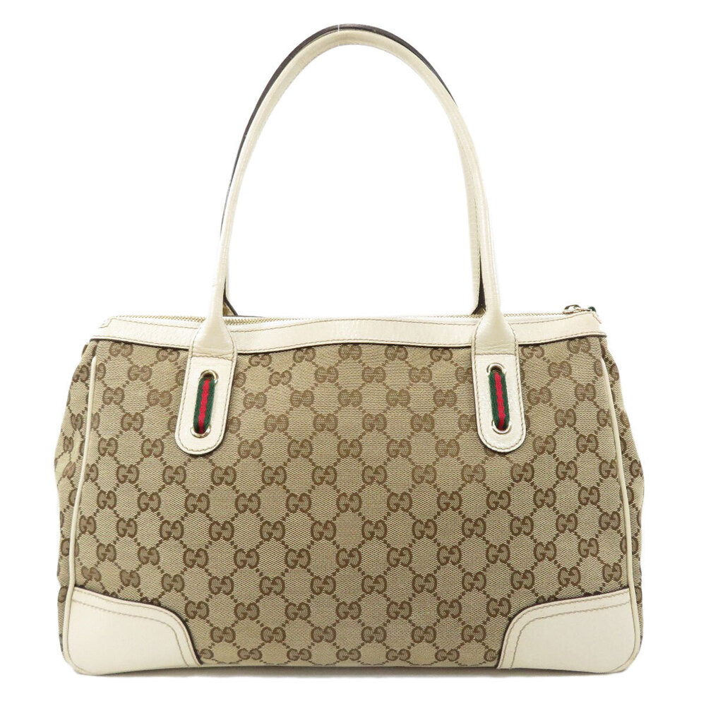 Gucci Princy monogram GG ebony Bag web Tote white beige White Tan